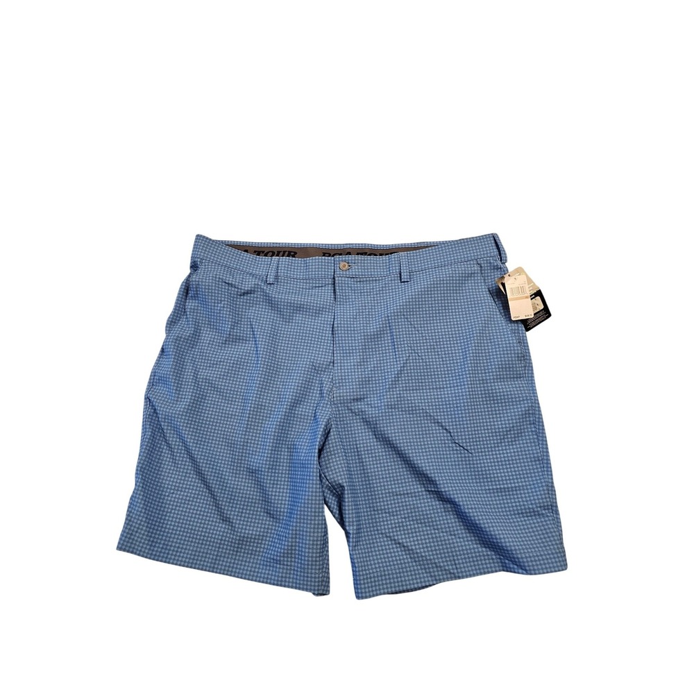 PGA Tour‎ Mens Blue Micro Check Golf Shorts Stretch Waistband PVBSC057MH Size 42